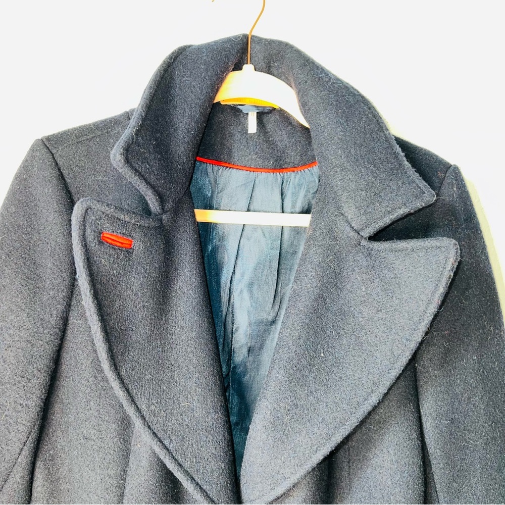 Free People Chicago Fitted Peacoat In Navy Size S Gold Buttons Overcoat - Picture 4 of 6